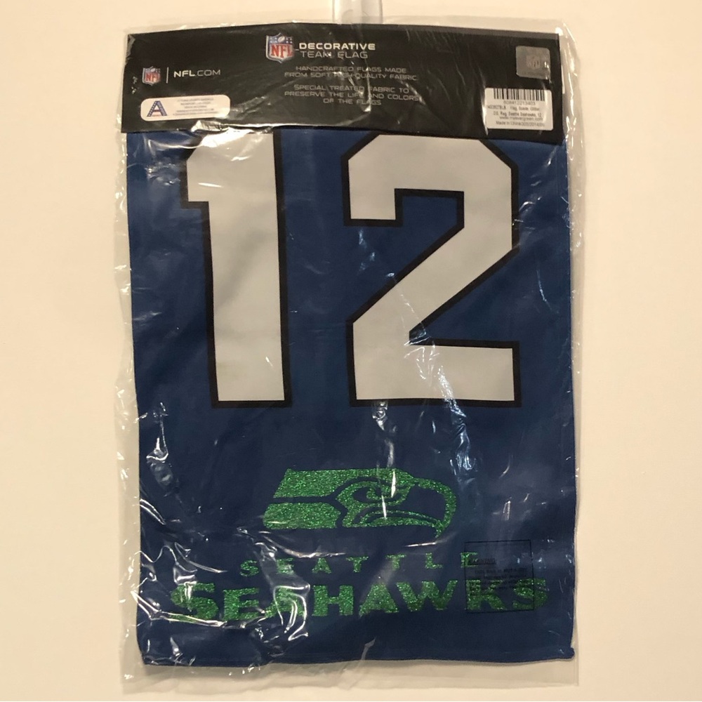 NFL Seattle Seahawks Decor Flag 12s Suede Glitter 2 Sided New c. 2014 12.5x18" - Picture 8 of 13